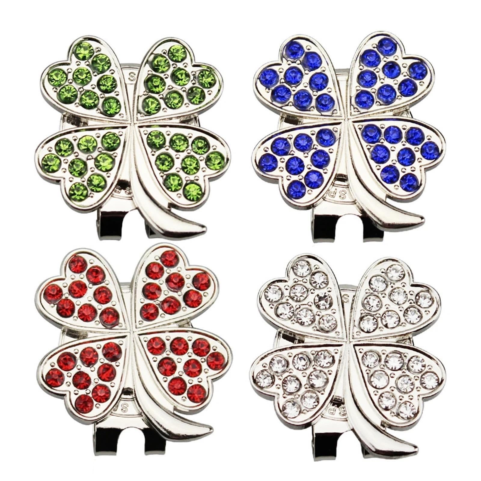 Marcatori Palla da Golf Indicatore della Pallina da Golf con Il Quadrifoglio di Cristallo del Diamante Adorabile
