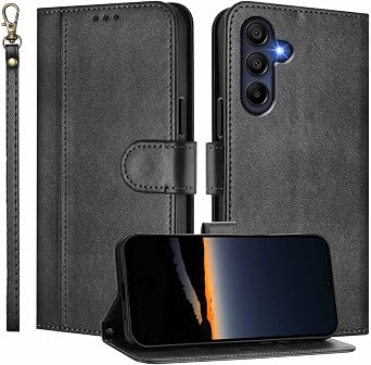 for Galaxy A16 5G Case Wallet, Card Holder & Wrist Strap Black