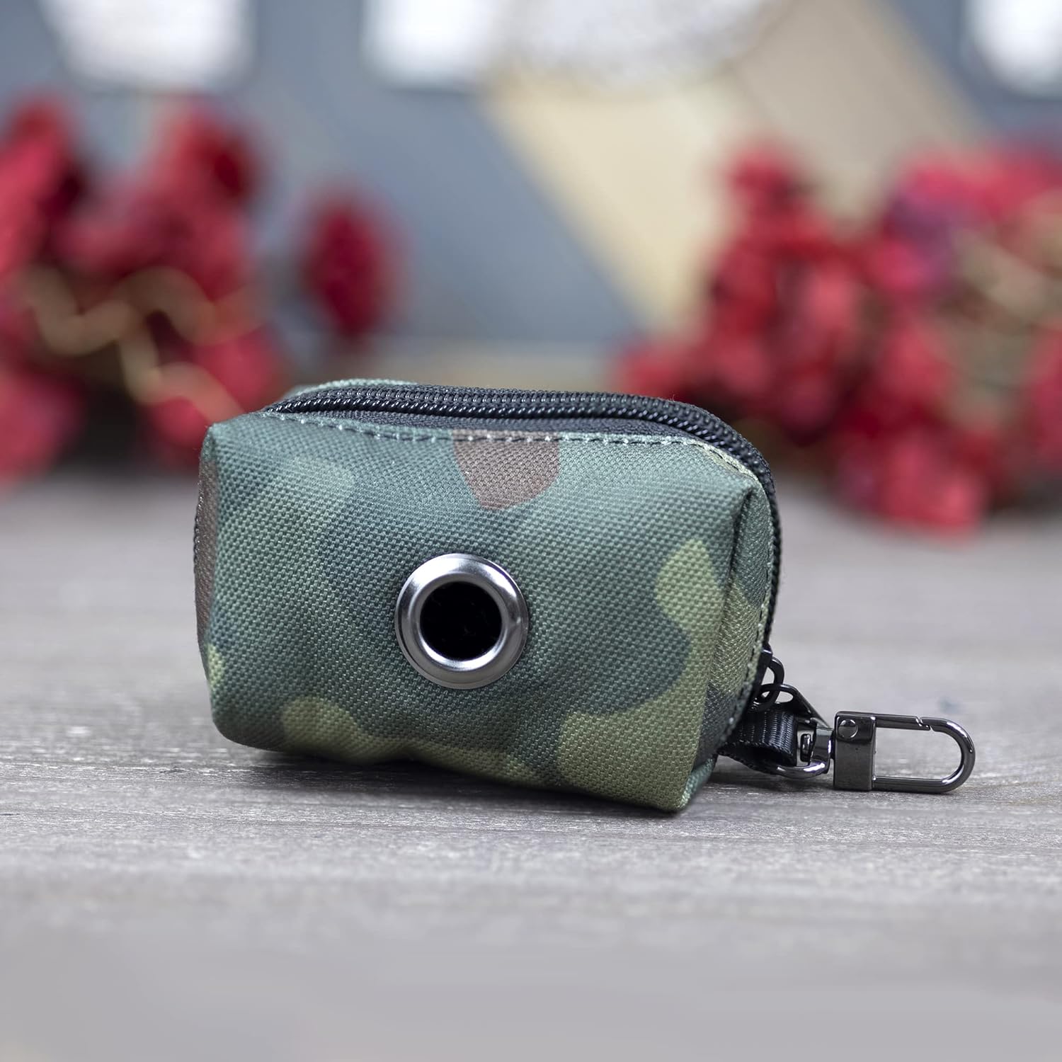 Ultra Joys Dog Leash with Poop Bag Dispenser - Heavy Duty Cotton Fabric Pet Leash with Metal Clasps - Camouflage 6ft Leashes and Dog Waste Bag Holder Carrier
