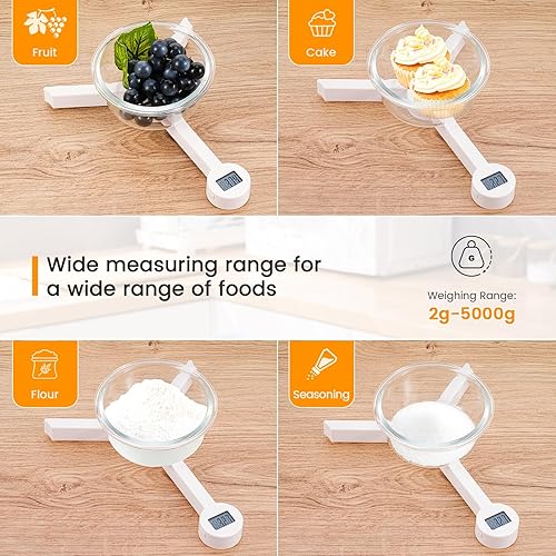 Miniatura 5 de Báscula de alimentos plegable, báscula digital de cocina, pequeña escala compacta de alta precisión con pantalla LCD, báscula de alimentos portátil
