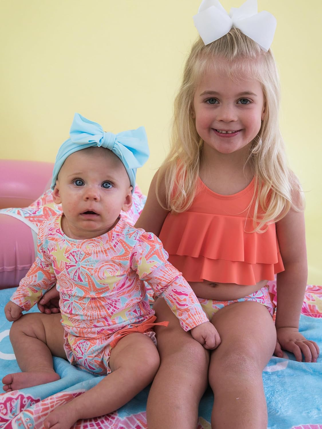 RuffleButts Girls UPF50+ Sun Protection Flounce Bikini Two Piece Swimsuit