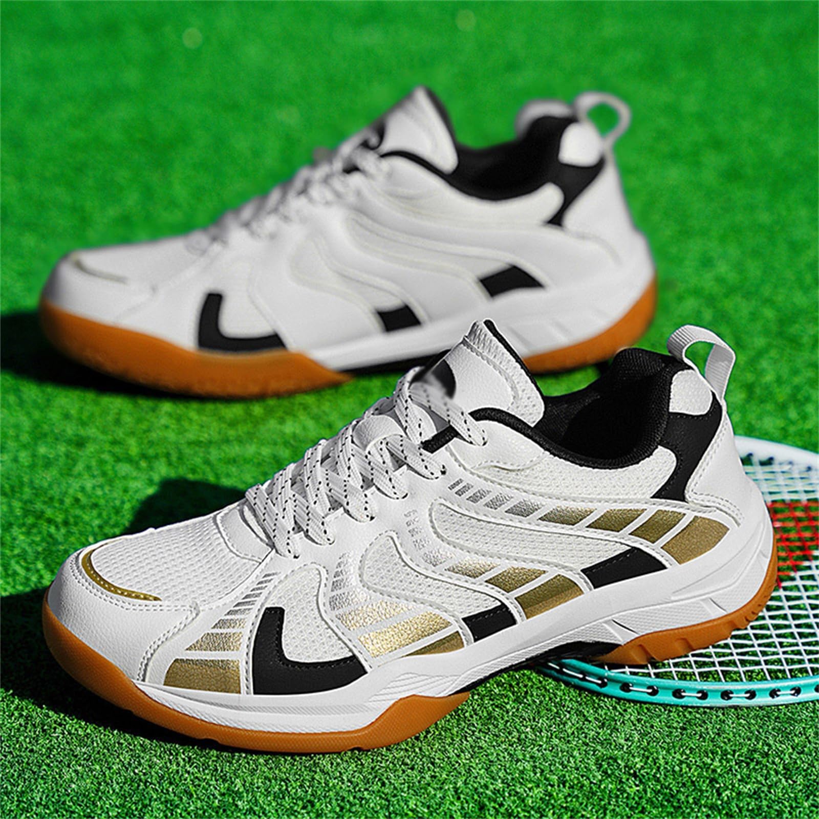 JiuQing Męskie lekkie buty do badmintona buty do gry w hali antypoślizgowe treningowe fitnessowe do pickleballa