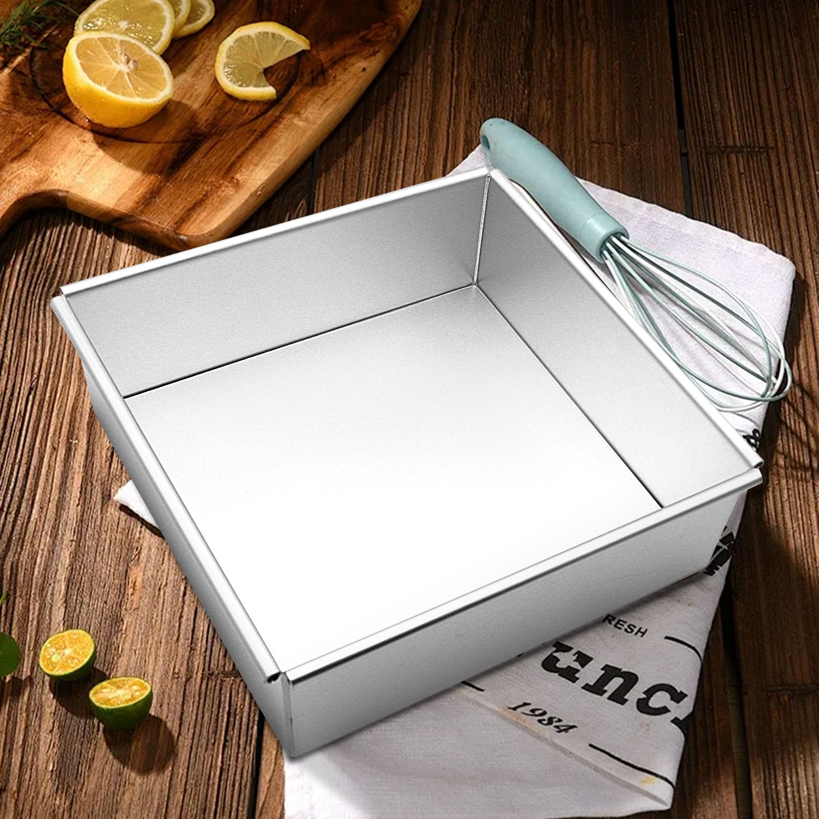 Teglia quadrata da forno quadrata con fondo rimovibile e rivestimento antiaderente in alluminio anodizzato, pirofila quadrata, teglia profonda 8 pollici, argento