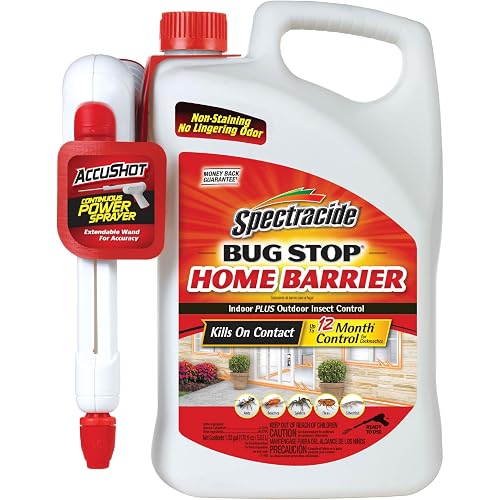 Spectracide Bug Stop Home Barrier, Kills Ants, Roaches and Spiders On Contact, Indoor and Outdoor Insect Control, 1.33 Gallon (RTU Accushot Spray), Plain
