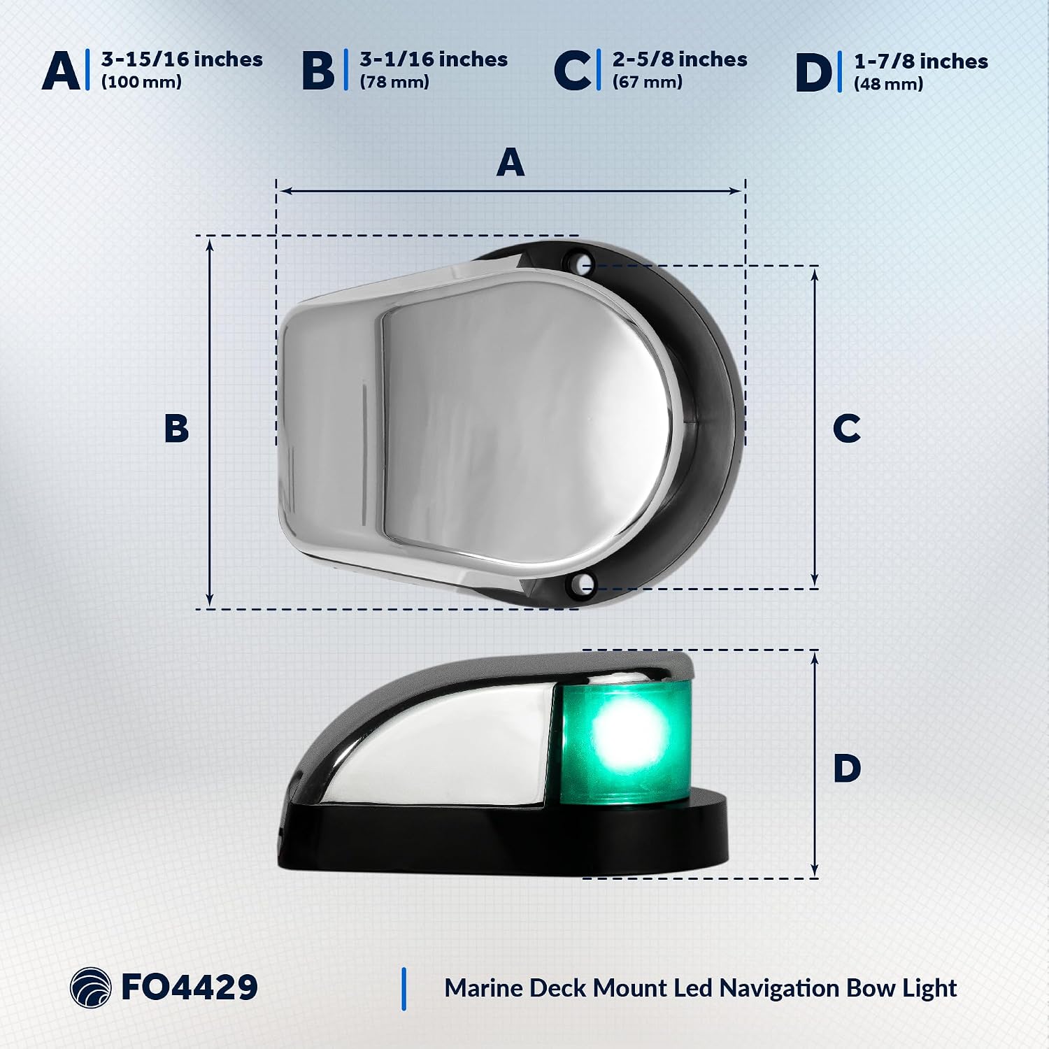 Five Oceans LED Boat Navigation Lights - Red & Green Bi-Color Bow Light, Horizontal Mount, 12V, USCG Compliant, 2NM Range for Pontoon & Fishing Boats - FO4429