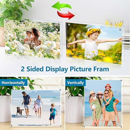 Miniatura 6 de JEFHOMKIT Marcos de fotos acrílicos de 4 x 6, paquete de 4 marcos de fotos transparentes, marcos de fotos acrílicos sin marco, marcos de fotos