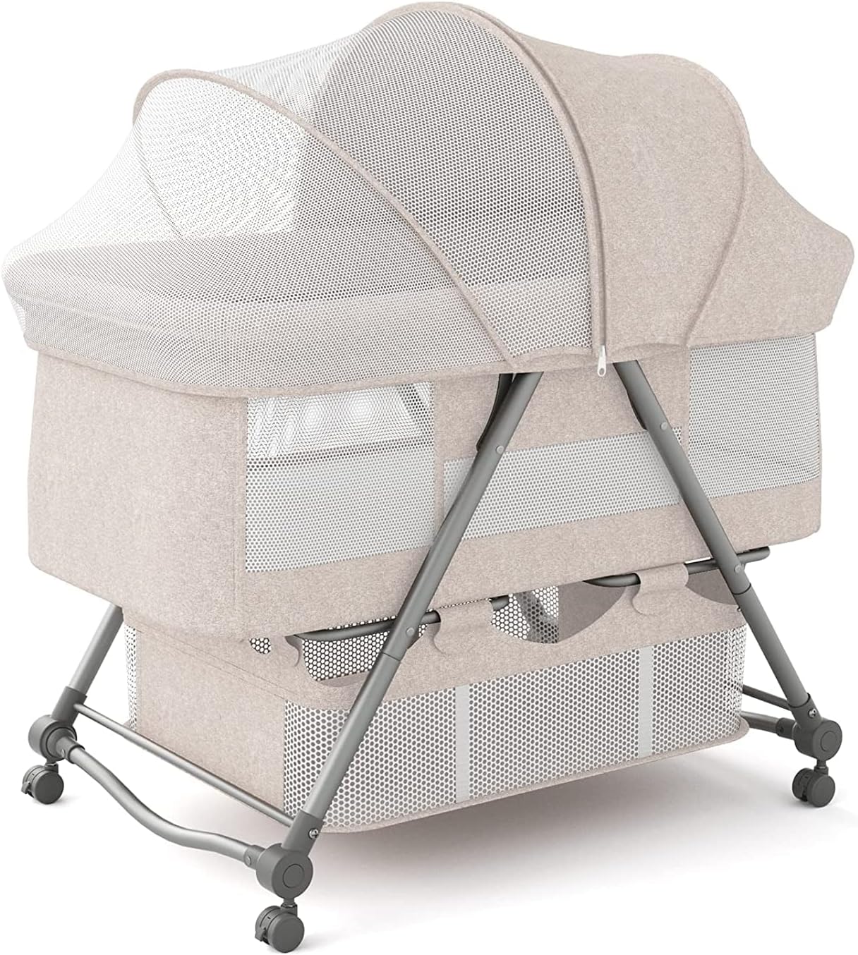 TDOO Portable Movable Crib, Foldable, Baby with Mosquito Shade