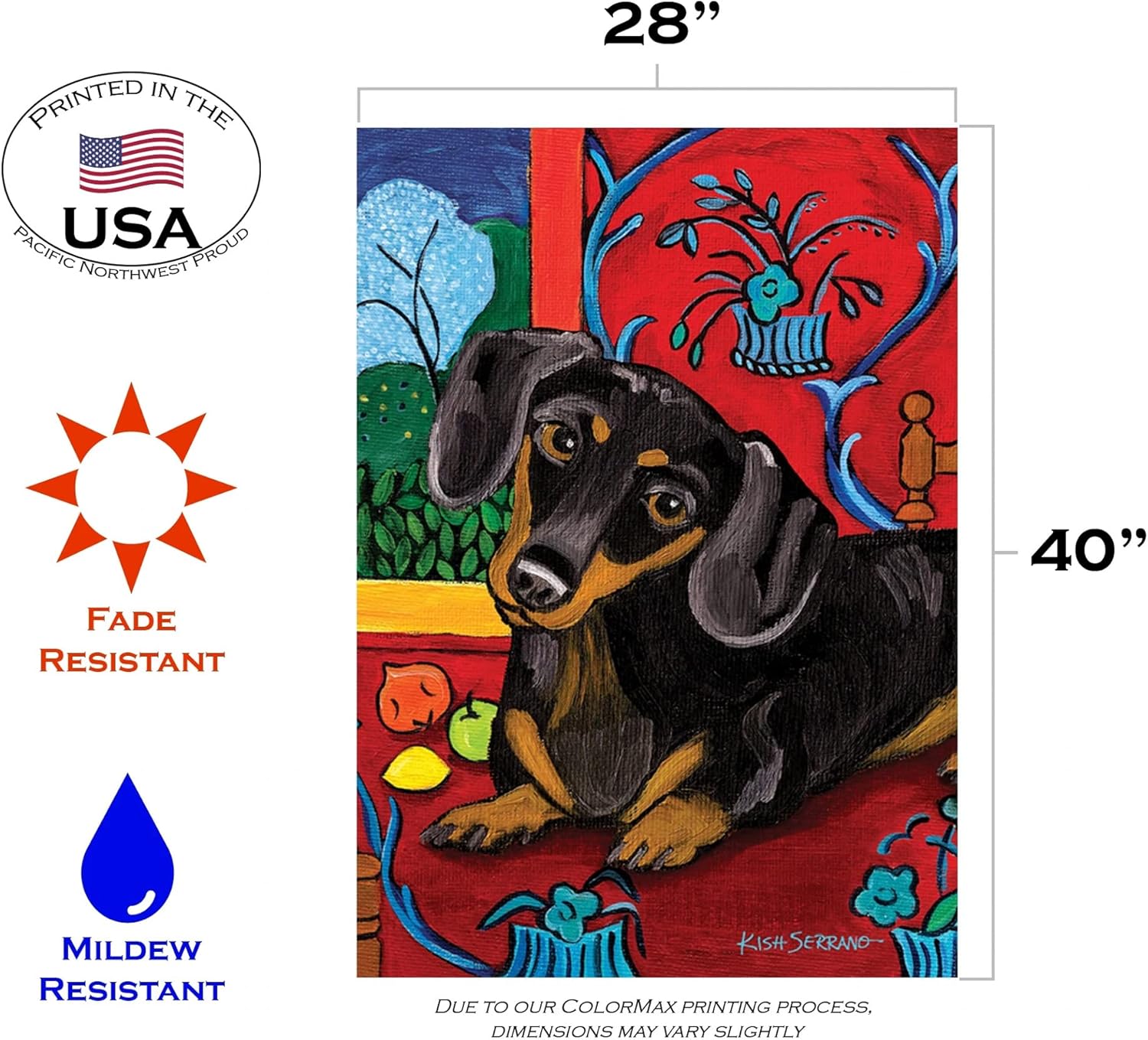 Toland Home Garden 102627 Muttisse-Dachshund Dog Flag 28x40 Inch Double Sided for Outdoor Dachshund House Yard Decoration