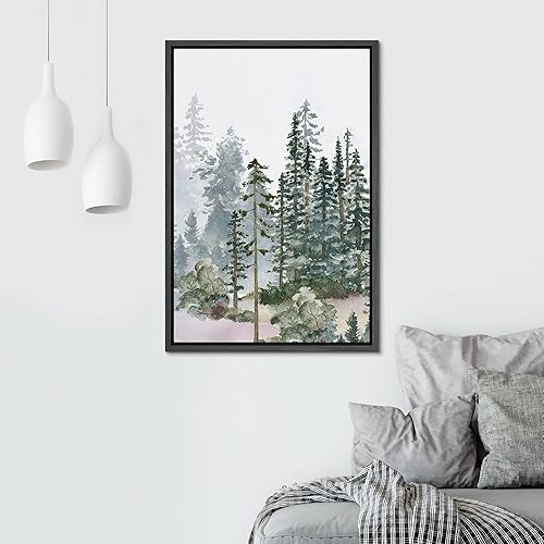 Miniatura 9 de SIGNWIN Lienzo enmarcado para pared, decoración del bosque del cuarto del bebé, vibrante otoño pastel, montaña, bosque, naturaleza, arte moderno,