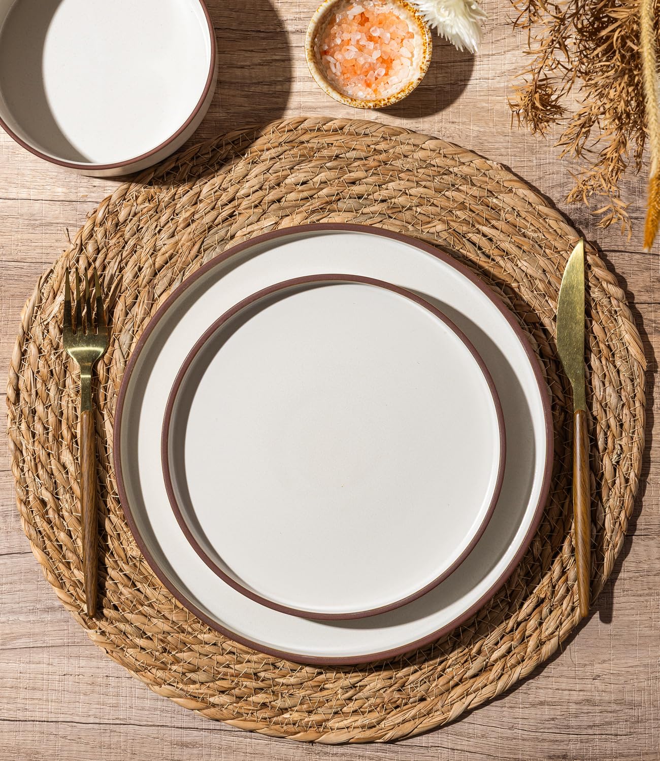 LERATIO Keramik-Speiseteller-Set mit 24 großen Keramiktellern | Modernes, flaches Geschirr-Set für Küche, mikrowellen-, spülmaschinen- und ofenfest, kratzfest