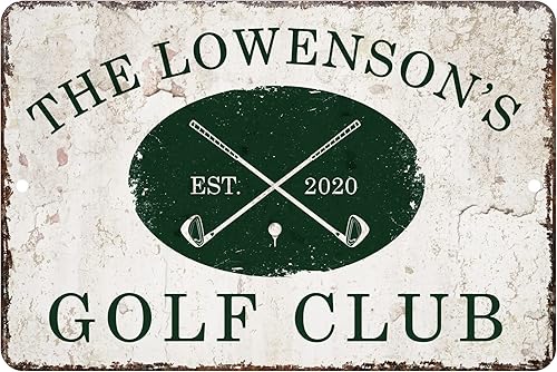 Letrero de metal para habitación de club de golf de aspecto vintage personalizado (8 x 12 pulgadas)