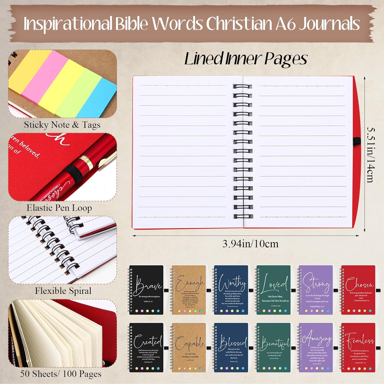 Kosiz 48 Pcs Christian Gifts Bulk for Church Members Staff Christian Notebooks Bulk with Religious Pens Prayer Journal for Woman Men Bible Study Groups 2026 Planner - Image 2