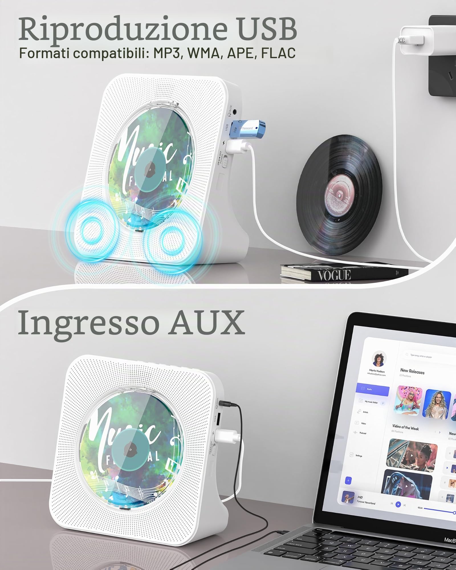 Lettore CD portatile FM per la casa, regalo