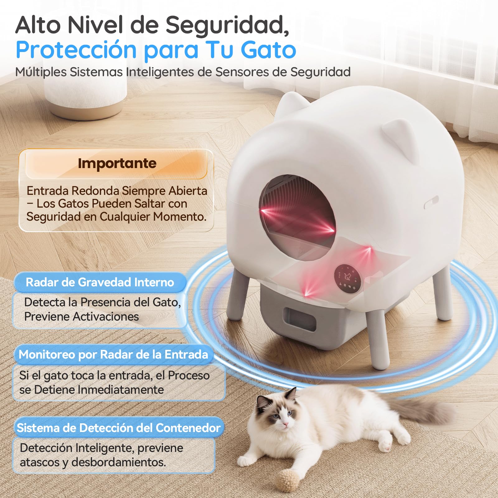 Jummico Litière pour Chat Autonettoyante, 95L+15L Litière Automatique pour Chat, avec Éclairage Intérieur Contrôlable, Désodorisation, Contrôle par APP, Surveillance Santé par IA
