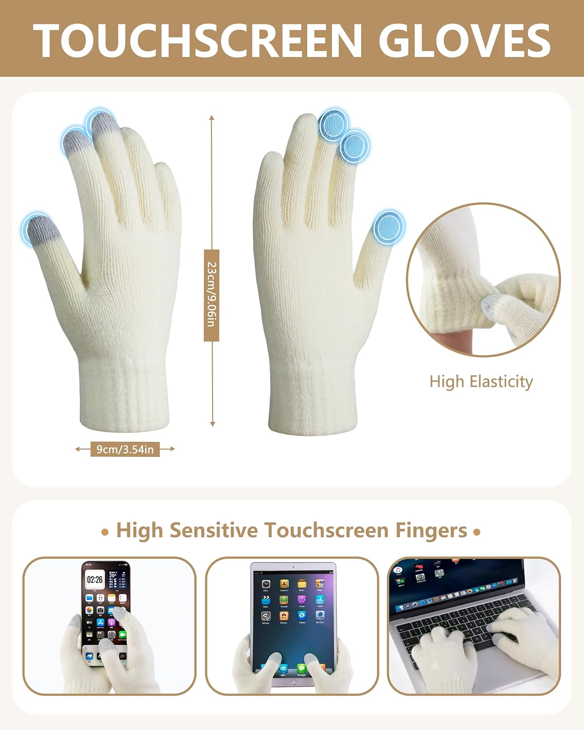 GADIEMKENSD Winter Beanie Scarf Gloves Set, Keeping Warmth, Cable Knit Design, Sensitive Touchscreen Fingertips - Image 4