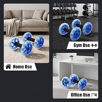 Exercise Roller Ab Exercise Abdominal Roller Wheel Dumbbell, Stable Abdominal Exercise Roller for Abs, Core Strength, Arms & Back, Portable Fitness Trainer for Men & Women