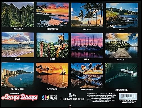 Miniatura 2 de Long's Hawaii 2024 - Calendario de pared hawaiano de doce meses (Hawaii, el estado 50)
