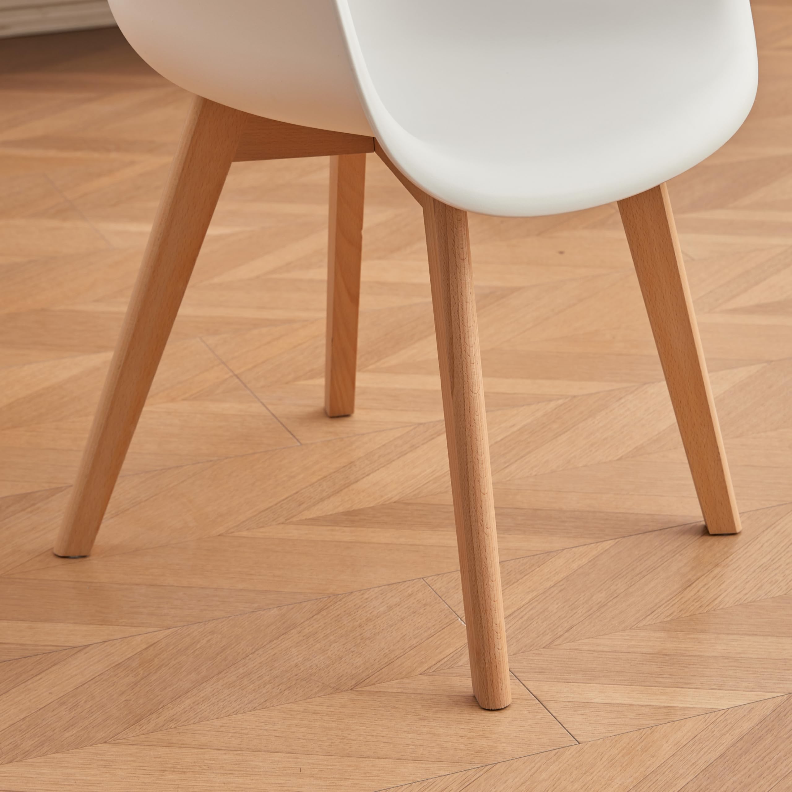 GrandCA HOME Pack de 6 Sillas de Comedor Sillas de Cocina Nórdicas con Patas de Madera de Haya, Sillones Modernos para Salón, Oficina, Dormitorio, Comedor, Blanco