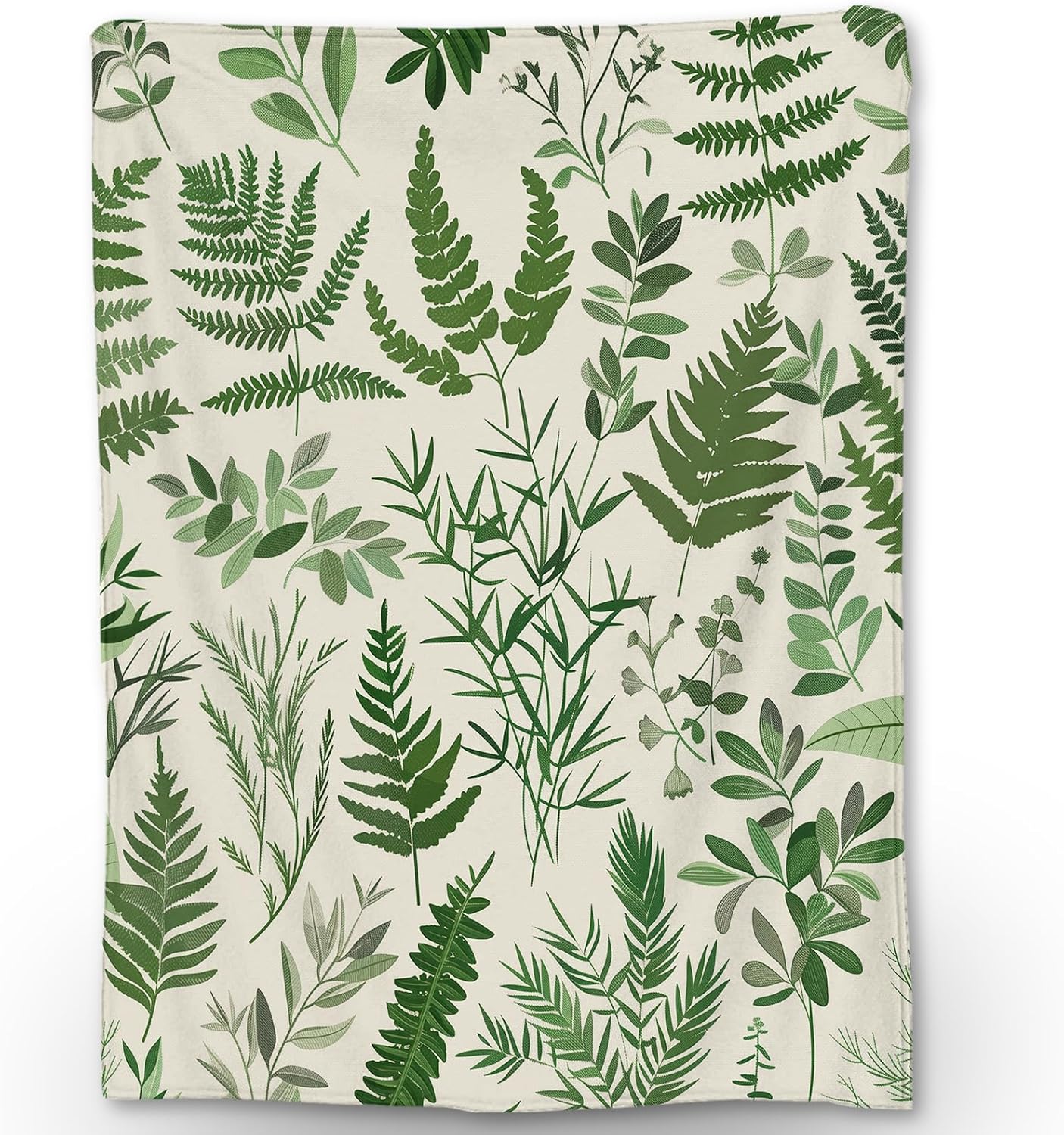 Green Leaf Blanket Soft Lightweight Cozy Leaves Plants Flannel for Adults Kids Women Girls Fuzzy Warm Throw Blankets for Bed Couch Living Room Office Travel Home Decor 60×50 in
