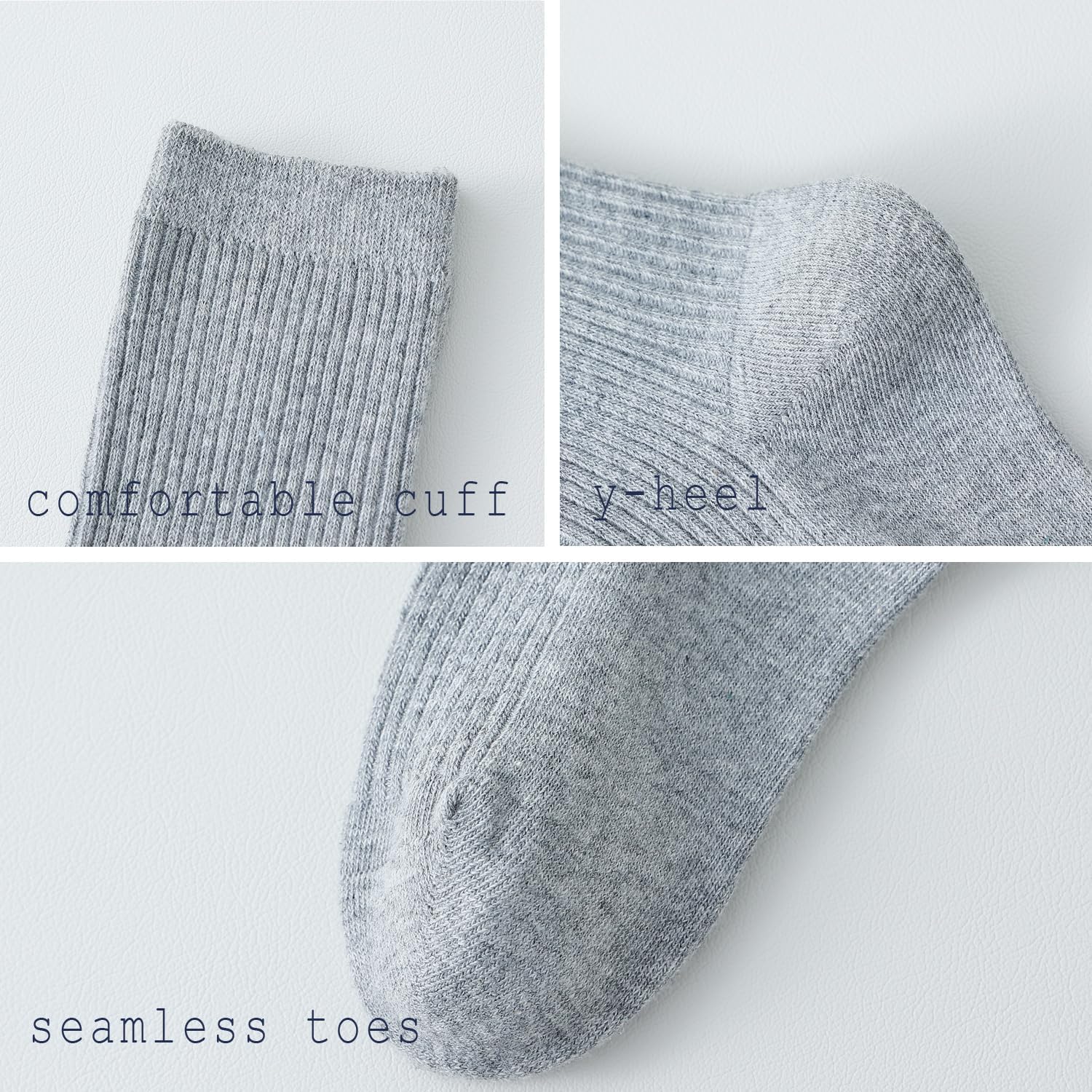 EPEIUS Knee High Socks for Girls Seamless Cotton School Uniform Socks Boy Ribbed Dress Socks Kids White Long Socks Navy - Image 6