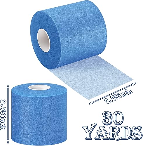 Miniatura 2 de 3 rollos de cinta deportiva preenvoltura de 2.75 pulgadas x 90 yardas de espuma para cabello, tobillo, muñecas, rodillas deportivas (azul)