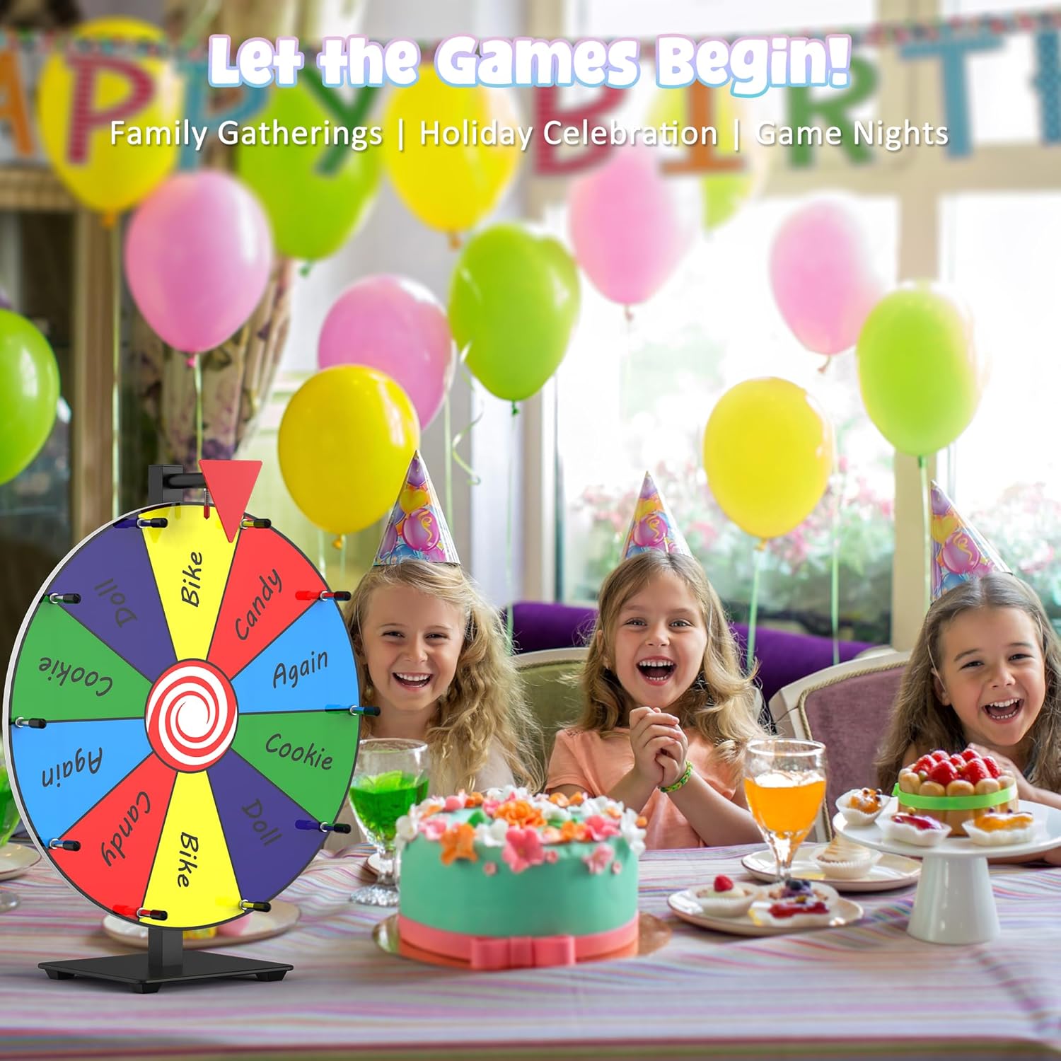 14 Inch Prize Wheel - 10 Slots Tabletop Spinning Wheel for Prizes with Stand - Heavy Duty Color Dry Erase Spin the Wheel Game for Trade Shows, Carnivals, Classroom & Home Parties