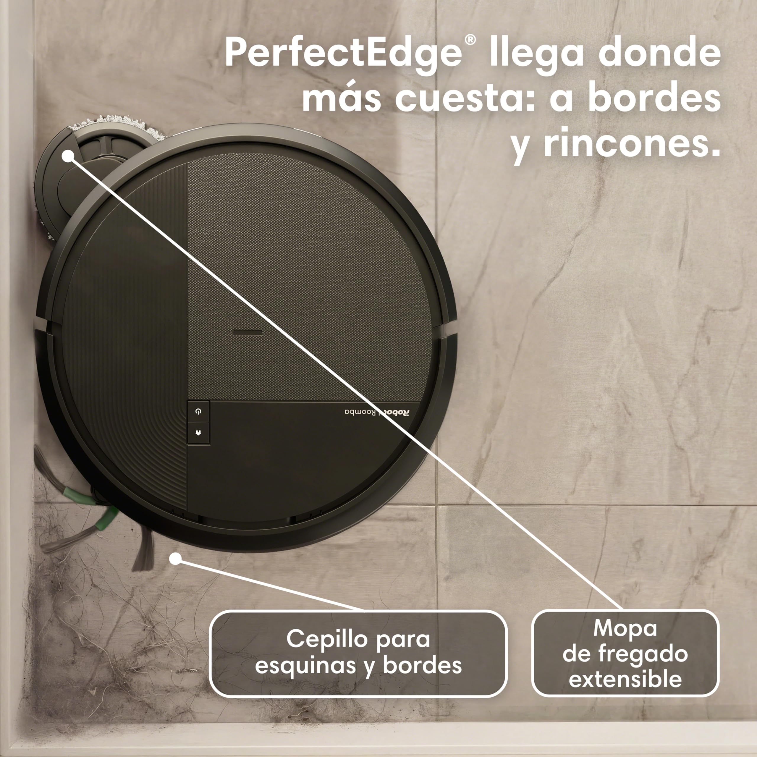 iRobot Roomba Plus 576 Combo y Base AutoWash multifunción, 25KPa, Mopas DualClean PerfectEdge, Lavado/Secado Calor, IA, PrecisionVision, Clearview Pro LiDAR, 90 días autonomía,Accesorios Extra, Negro