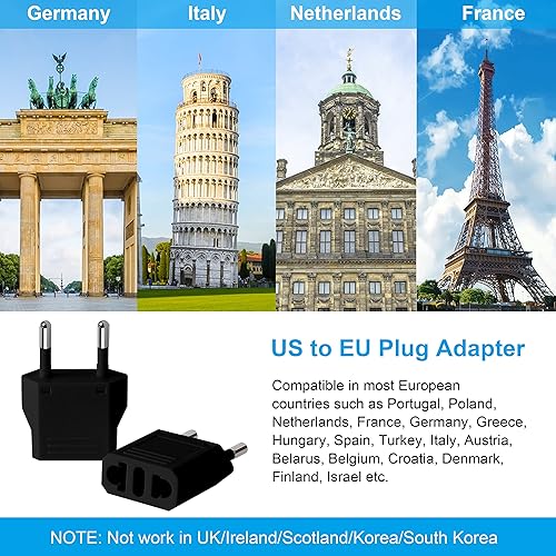 Miniatura 9 de Inovat adaptador de enchufe de salida estadounidense a europea, 8 unidades