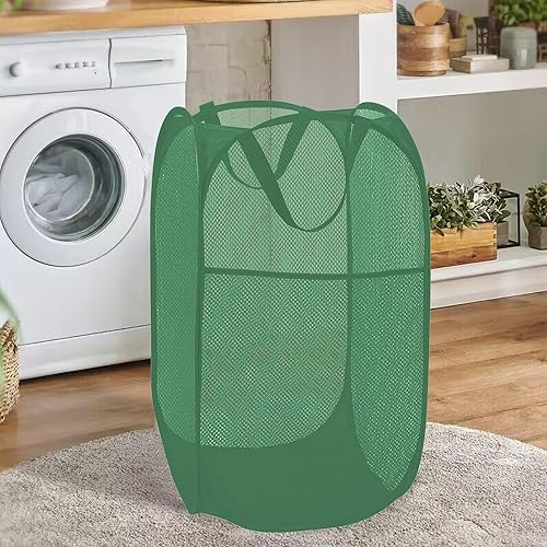 Miniatura 83 de BATTOO Cesta plegable de malla fuerte de lujo con bolsillo lateral plegable para lavandería, baño, habitación de los niños, dormitorio universitario