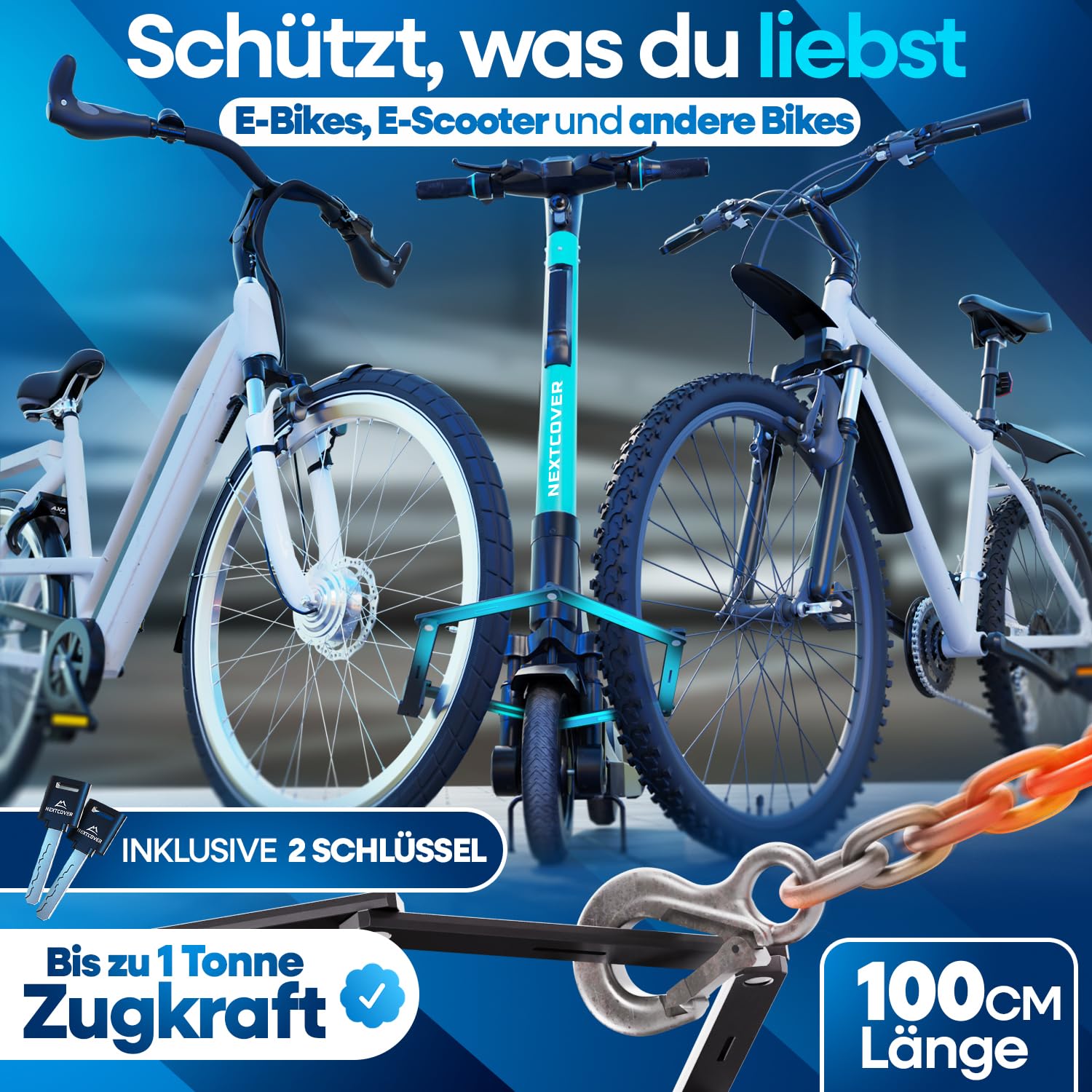 NEXTCOVER FoldBasic Antivol pliable pour vélo 100 cm – L'original – Avec technologie SteelSecure et 2 clés I Antivol pliable robuste pour vélo haute sécurité avec support
