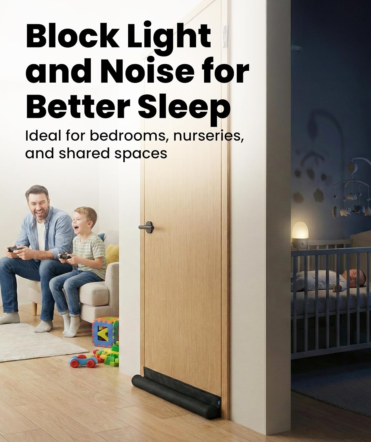 Everlasting Comfort 1 Sided Door Draft Stopper for Bottom of Door - Keeps Cold Air in & Heat Out, 100% Sound Proofing Strip Gap Filler, Quick Install Noise Blocker Sweep for Home - Fits 36" Doors
