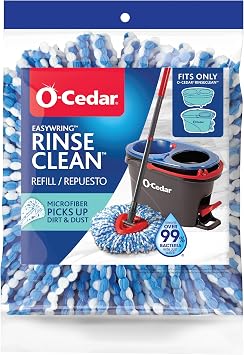 O-Cedar Microfiber Cloth Mop Refill and EasyWring RinseClean Spin Mop Microfiber Refill, 1-Pack
