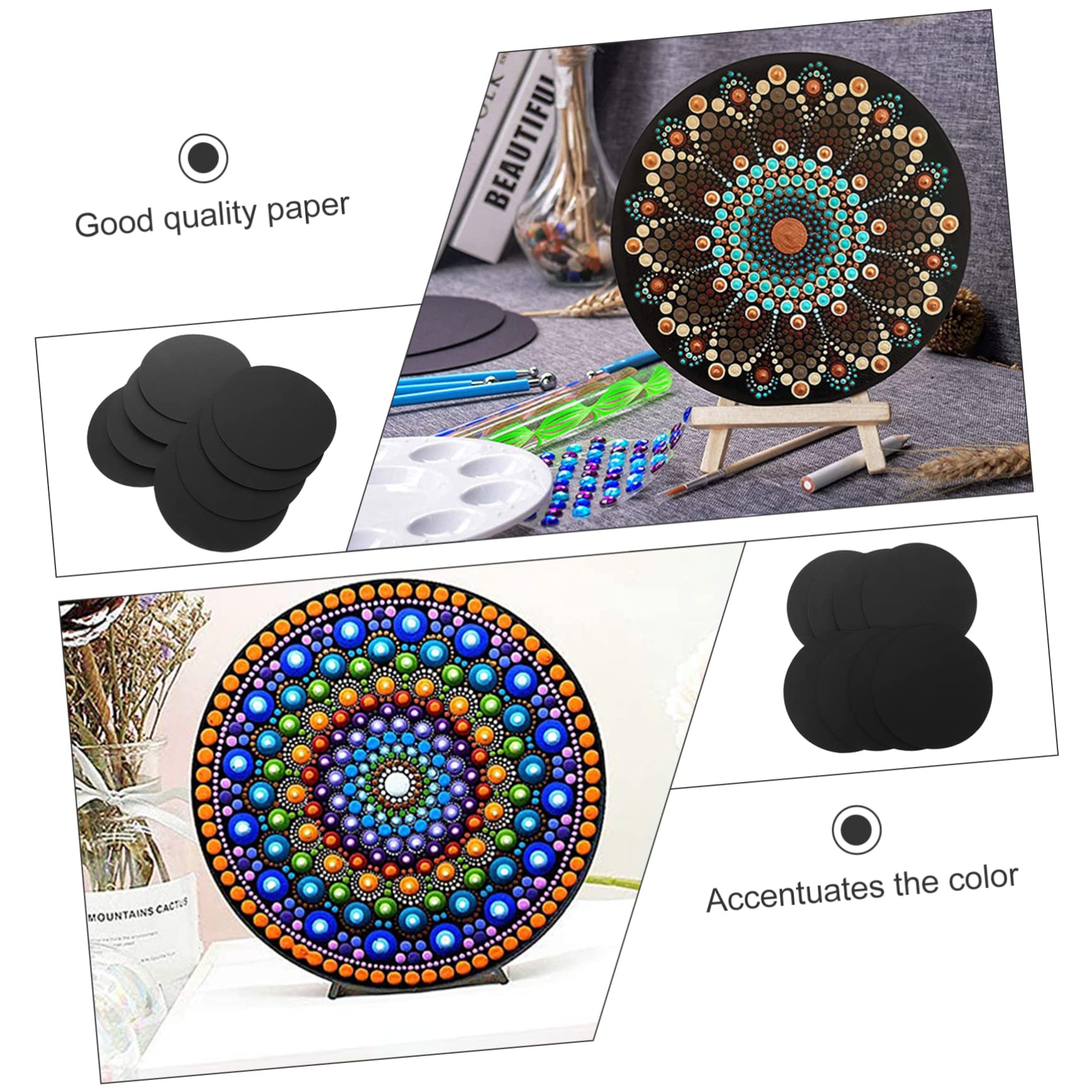 CORHAD 8stuks Mandala Tekenpanelen Rond Zwart Karton Voor Decoratieve Schilderprojecten Duurzaam Kleuraccentuerend Mandala Papieren Schilderen