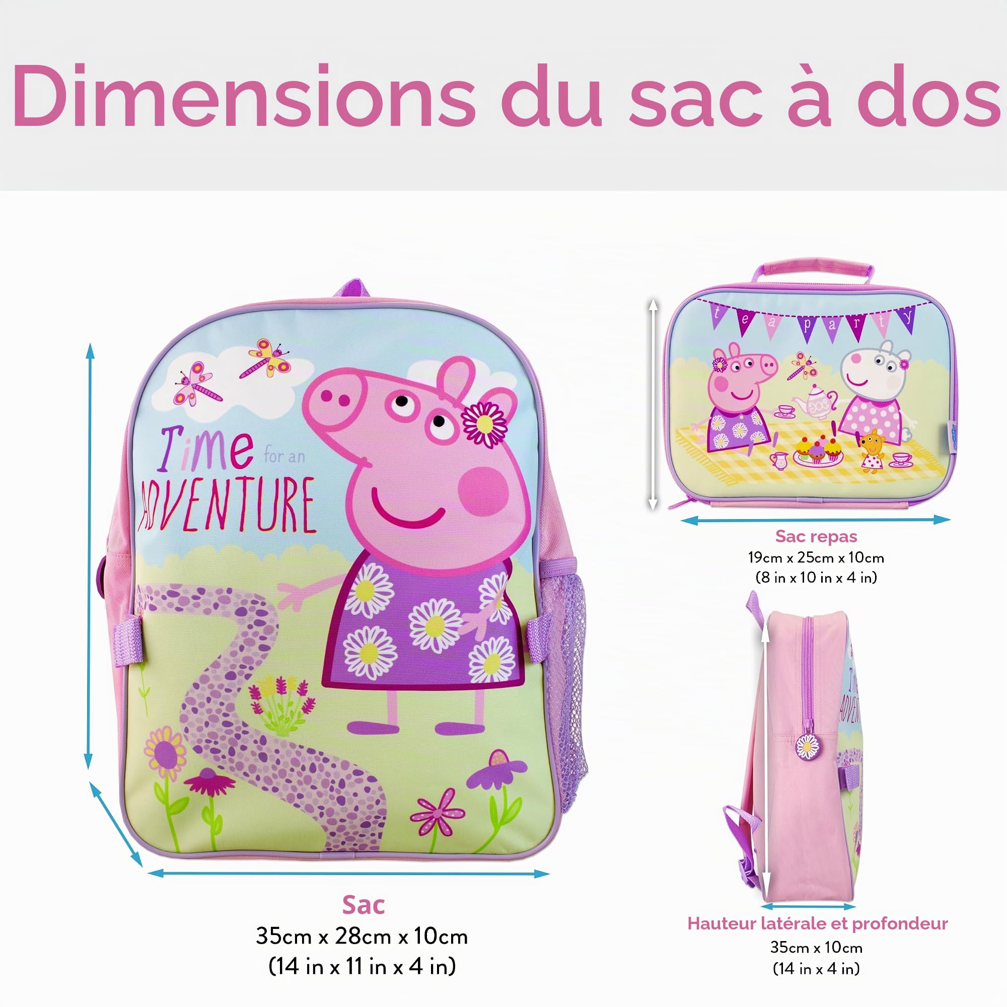 Peppa Pig Enfants Sac à dos et boîte à lunch Rose Taille Unique