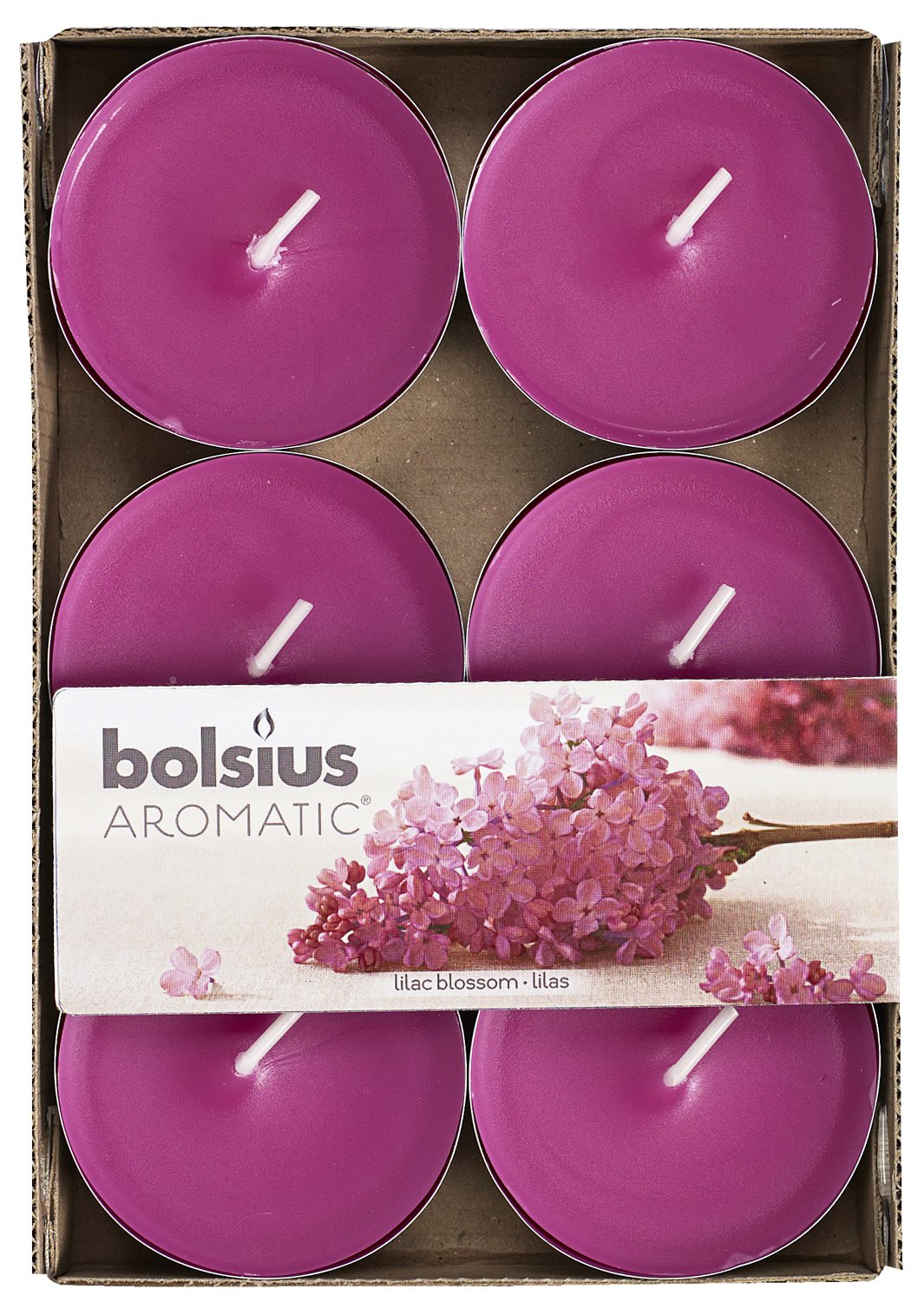 Aromatic 103626691551 "Lilac Blossom" Scented Tealight, Paraffin Wax, Purple, Pack of 6