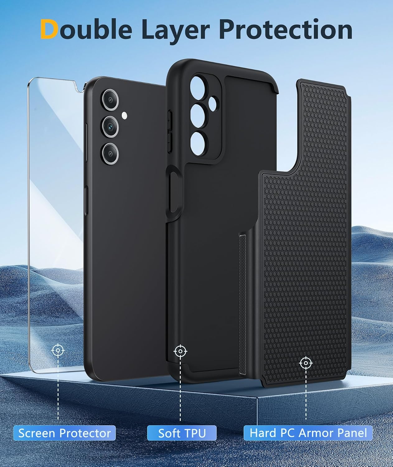 FNTCASE for Galaxy A14-5G Phone Case: Samsung Dual Layer Non Slip Cover image 3