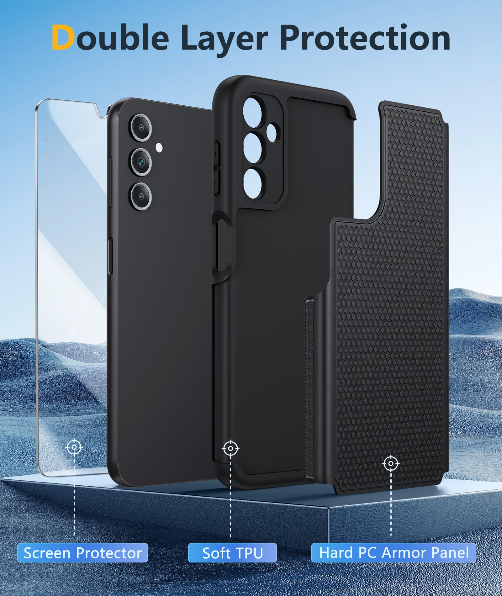 FNTCASE for Galaxy A14-5G Phone Case: Samsung Dual Layer Non Slip Cover — Amazon image 3