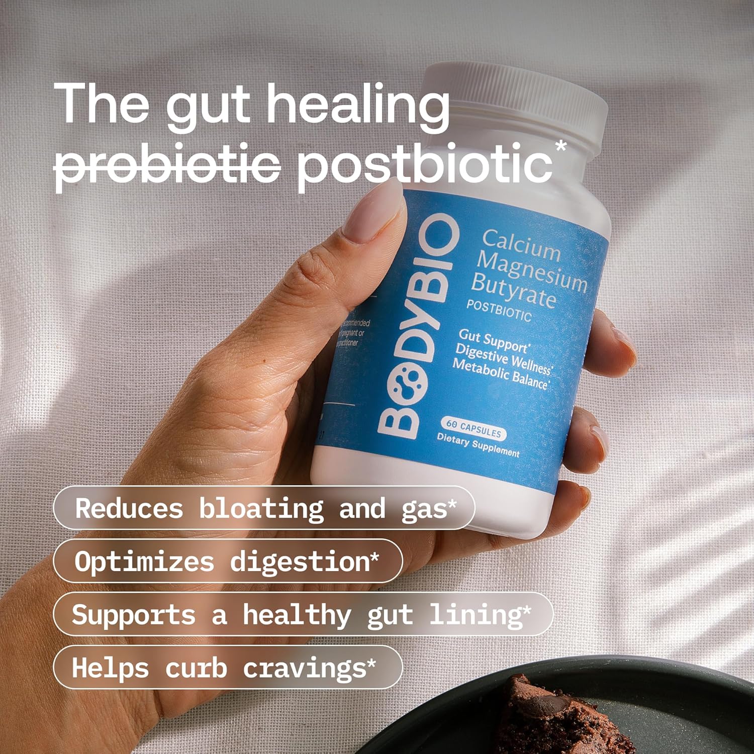 BodyBio Butyrate - Postbiotic for Gut Health, Digestive Support, Bloat, Gas & Constipation Relief, Leaky Gut Repair - Calcium, Magnesium + Butyric Acid Supplement for GI Wellness