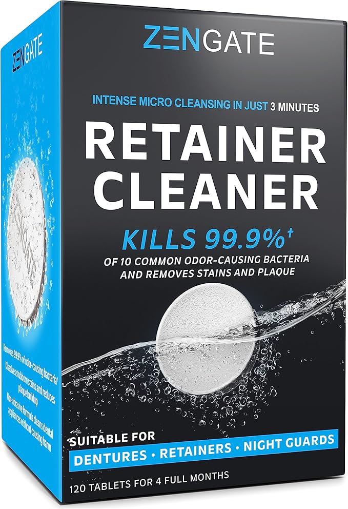ZENGATE Retainer Cleaner Tablets Quick 3Minute Clean for Dentures