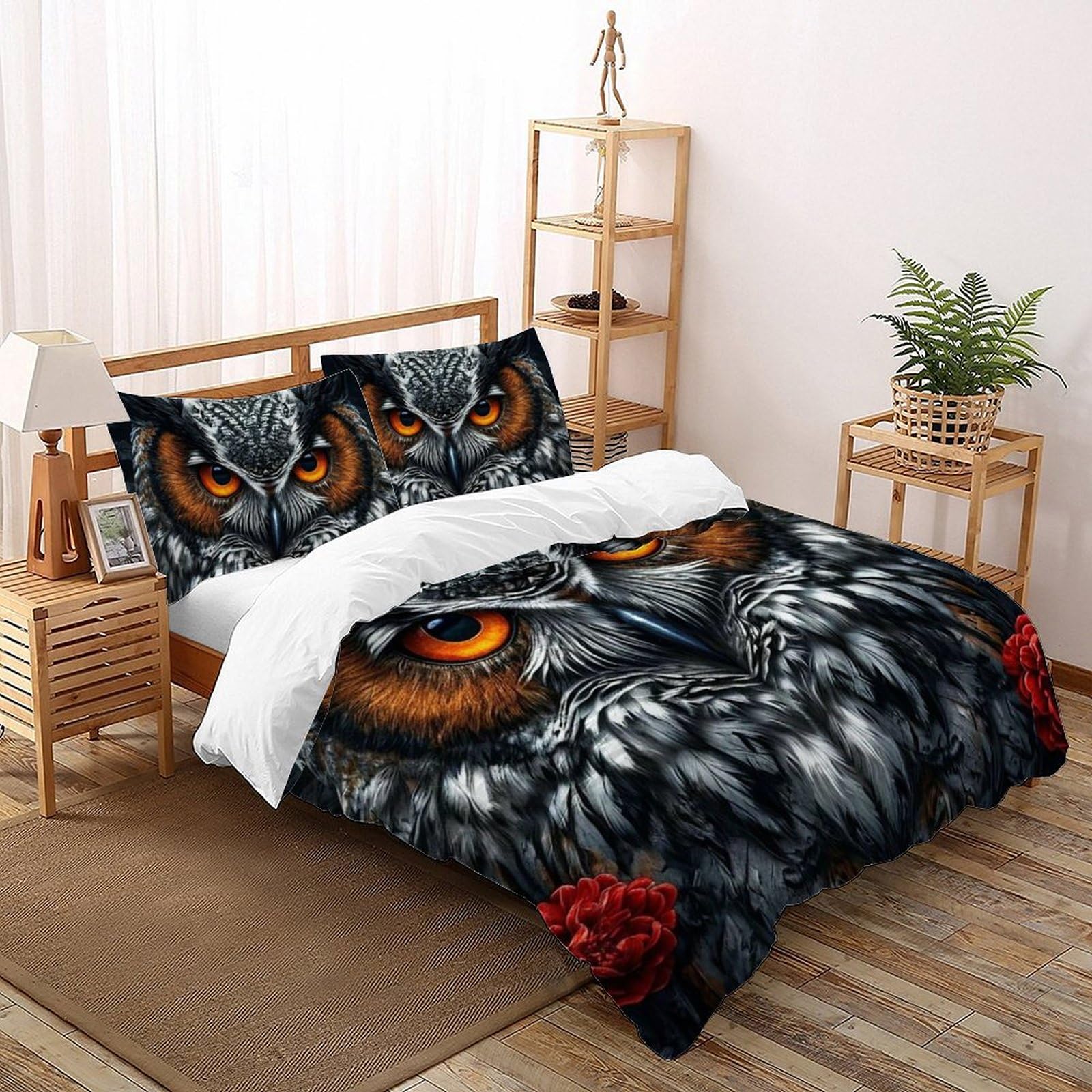 Housse de couette animaux king size anti-plis pour lit deux personnes