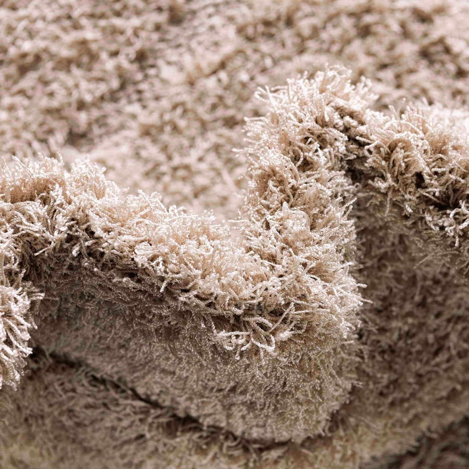 Rugs.com Botanical Shag Collection Rug – 6 Ft Runner Beige Shag Rug Perfect for Hallways, Entryways