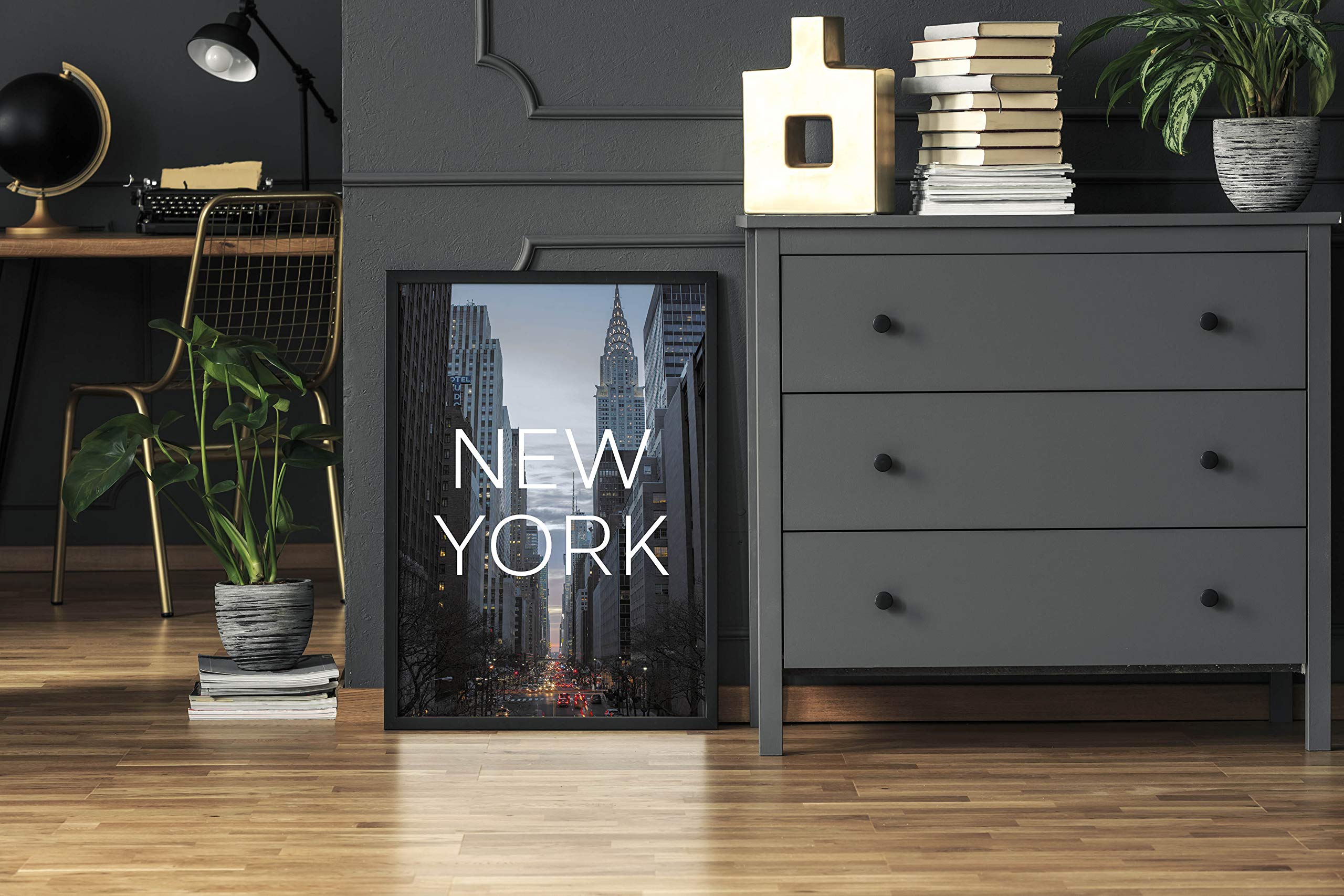 Panorama Quadro su Tela Canvas Stampe da Parete Città di New York 70 x 100 cm - Telaio in Legno Incluso - Quadri Moderni Soggiorno