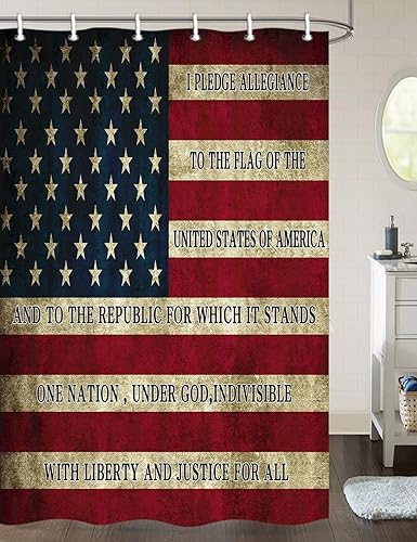 Vista 43 de Cortina de ducha con la bandera estadounidense, 4 de julio, Día de la Independencia del Águila Calva, Estados Unidos, cortina patriótica con Azul