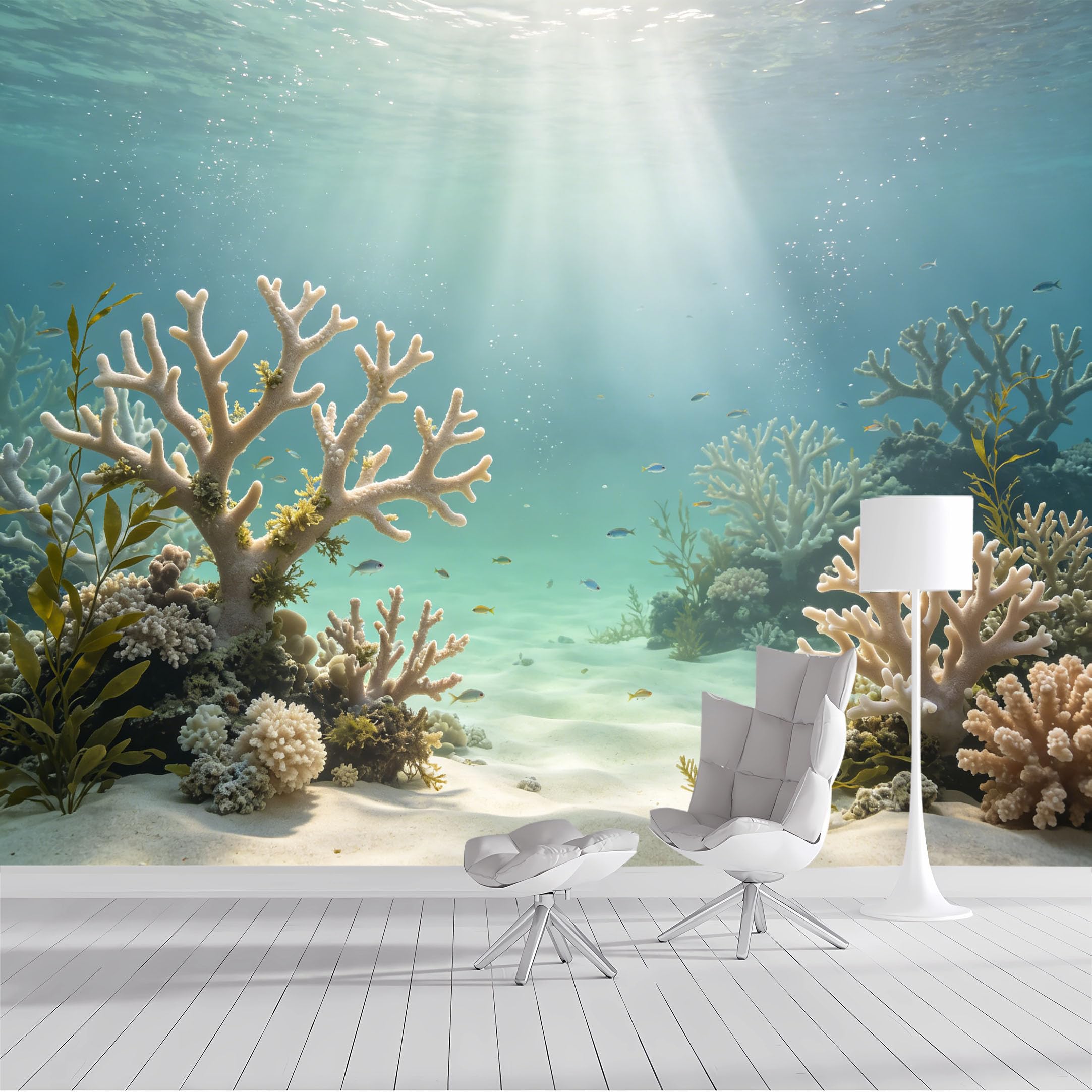 Custom Size Wall Mural Underwater Coral Reef Marine Life Panoramic Tropical Seascape SelfAdhesive Wall Fabric Removable Peel and Stick Wallpaper Wall Decor for Living Room Bedroom Bathroom