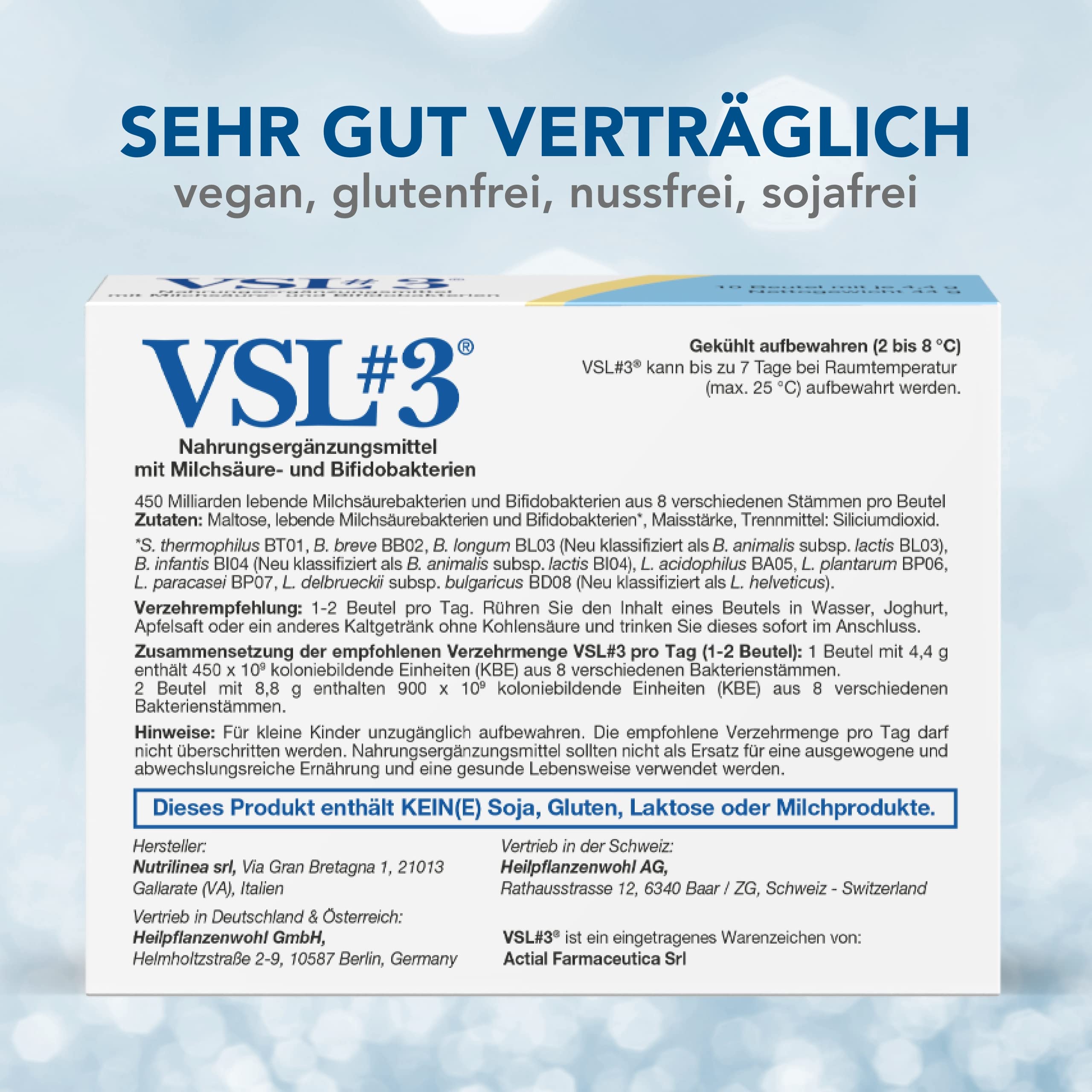 VSL#3 Kulturen-Komplex: 450 Mrd. Milchsäurebakterien und Bifidobakterien für Darmflora, vegan und laktosefrei, 30 Beutel à 4,4 g