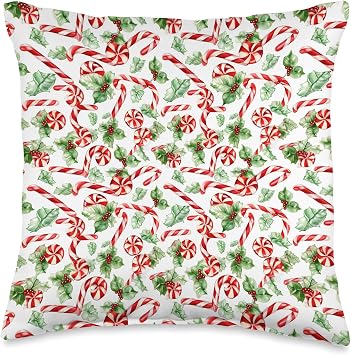 Christmas Chuckles Candy Cane Peppermint Vintage Cute Holiday Xmas Christmas Throw Pillow, 16x16, Multicolor