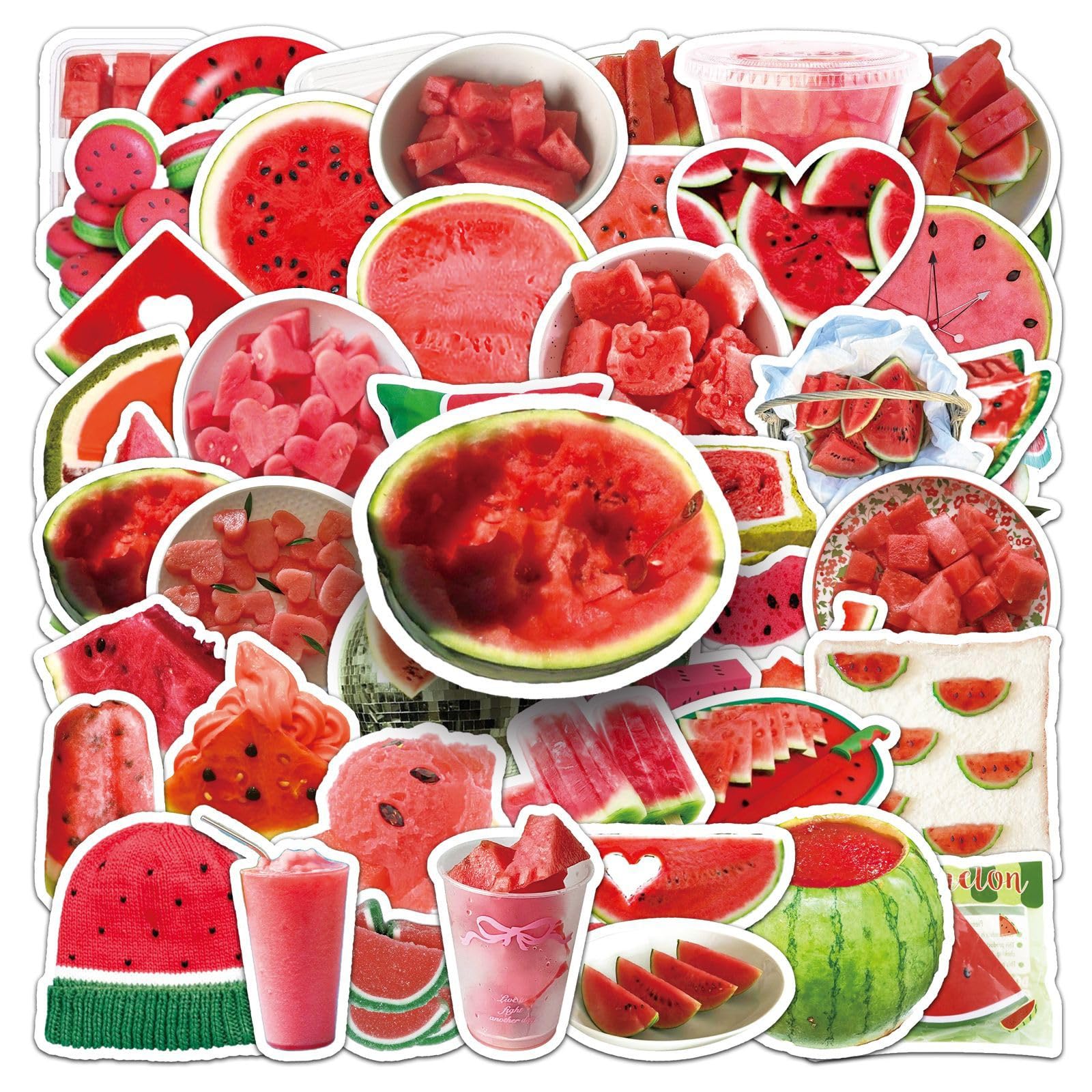 Watermelon Stickers 50 Pcs Vinyl Trendy Summer Fruit Sticker for Water Bottle Computer Laptop Luggage Skateboard Car Bike Guitar,Waterproof Funny Cute Red Decals for Teens Kids Girls Adults