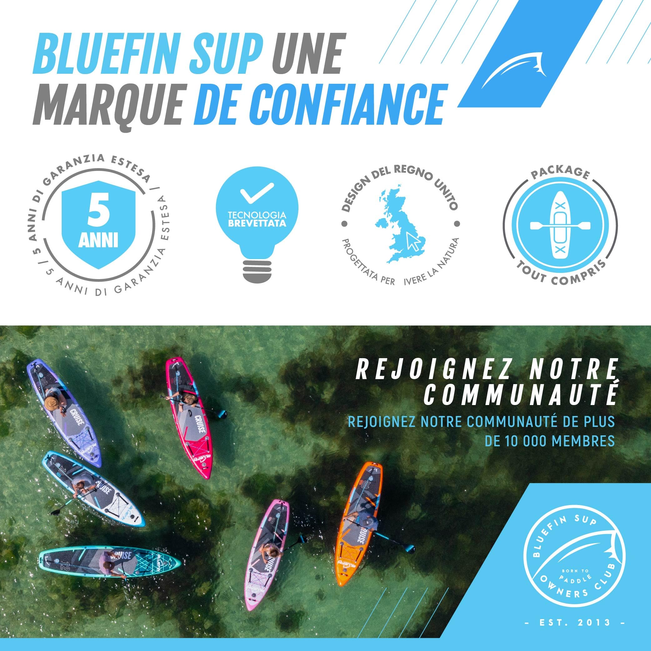 Bluefin SUP Cruise 10'8 | Planche à pagaie Adulte avec siège de Kayak | Bluefin Cruise Sup | Facile à Transporter | Conversion Kayak | Accessoires de Planche à pagaie Inclus