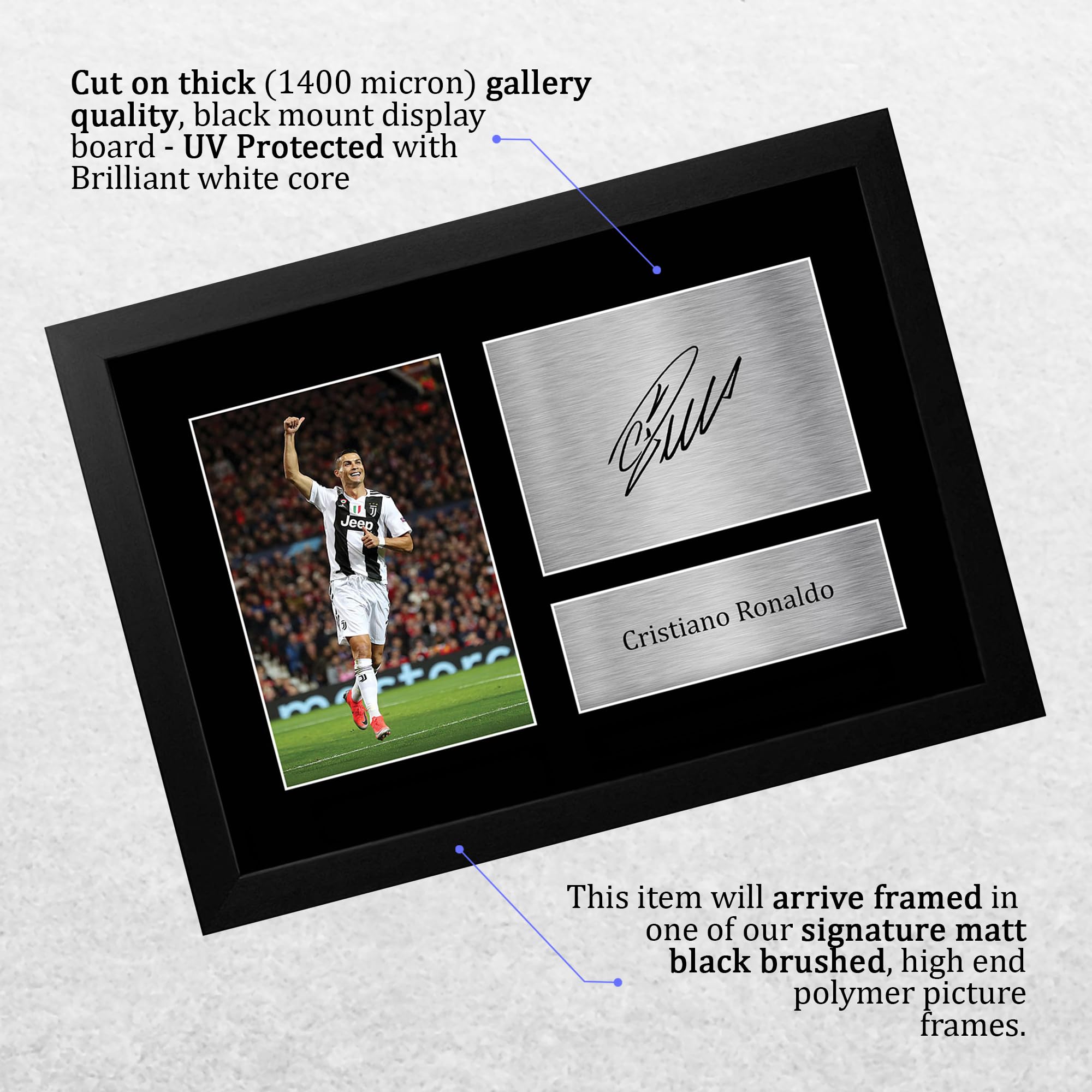 HWC Trading FR A4 Cristiano Ronaldo Juventus Geschenke Gedrucktes Signiertes Autogramm Foto für Fußball Anhänger and Fans - A4 Gerahmt