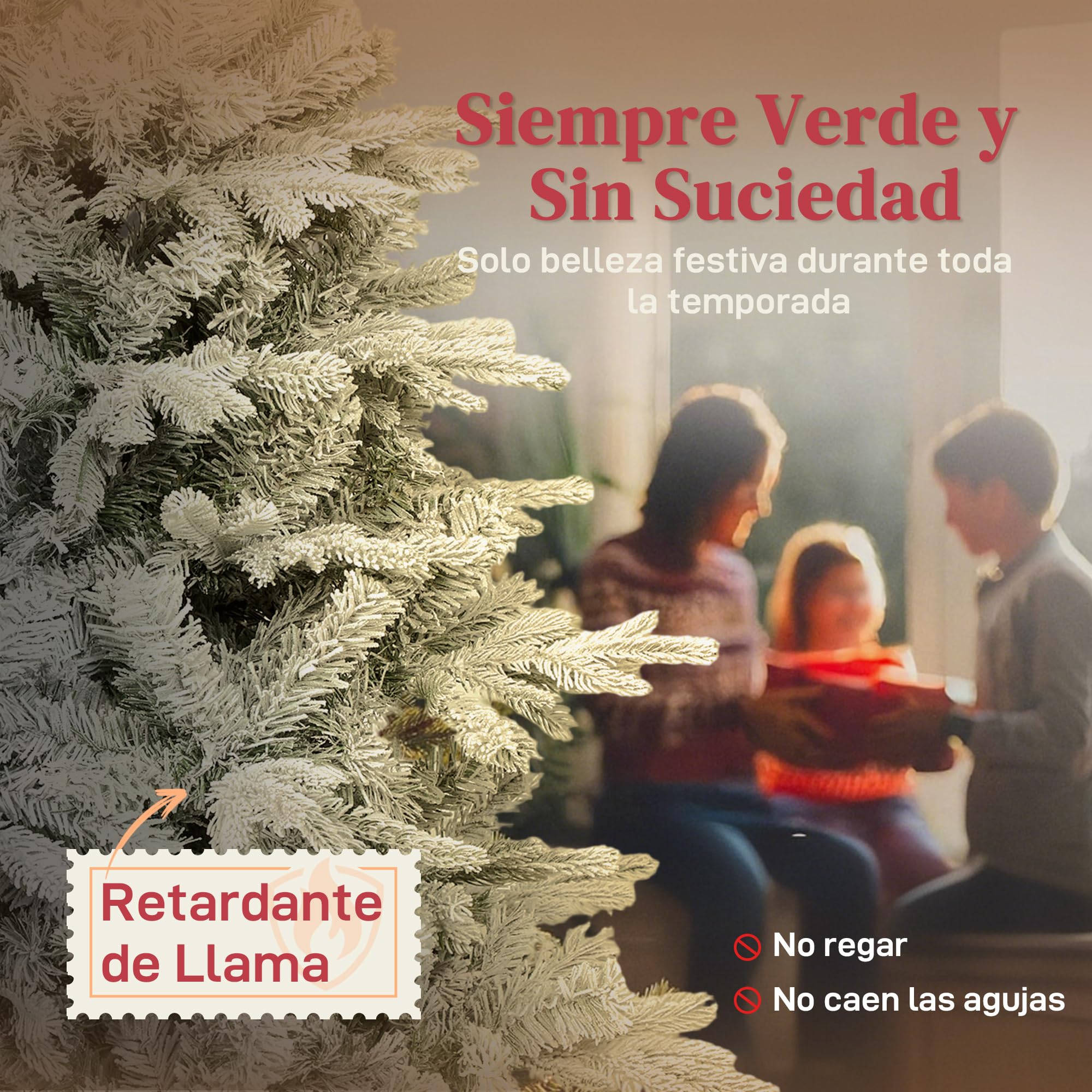 HOMCOM Árbol de Navidad Artificial Ø110x180 cm, Árbol de Navidad Nevado, Abeto Artificial con 1207 Ramas Articuladas, Base Plegable, Fácil de Montar, Decoración para Hogar, Oficina, Fiestas